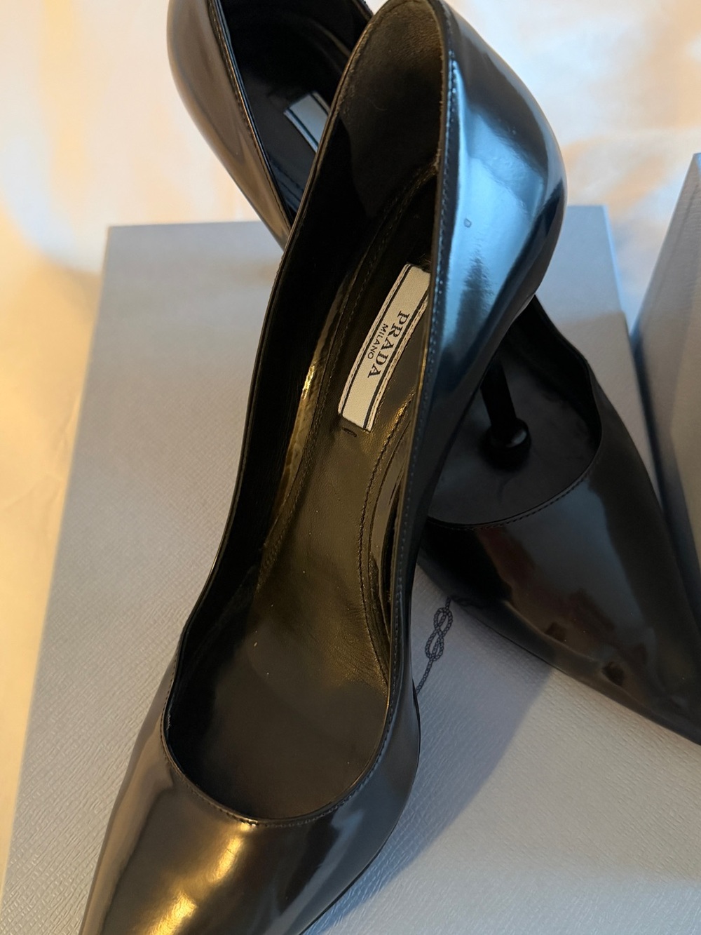 Prada Black Patent Leather Pointed-Toe Pumps - Picture 4 of 9